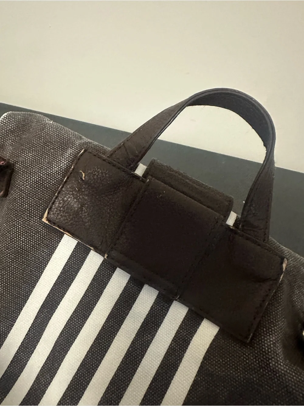 Henri Bendel Convertible Canvas Backpack Stripe Purse Bag
